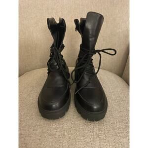 Cyber Tech wear Black Leather Lace up Boots, PO#003620